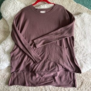 altar’d state Asymmetrical long sleeve shirt with pocket (Mauve)